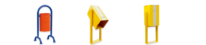 Curved Litter Bin and Yellow Square Bin